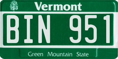 VT license plate BIN951