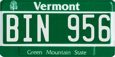 VT license plate BIN956