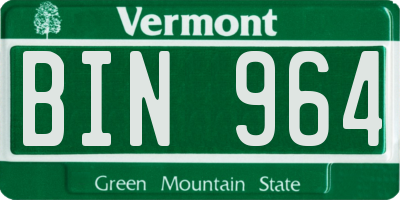VT license plate BIN964