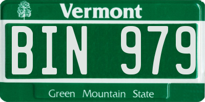 VT license plate BIN979