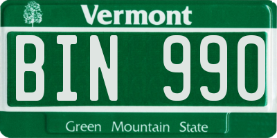 VT license plate BIN990