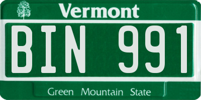 VT license plate BIN991