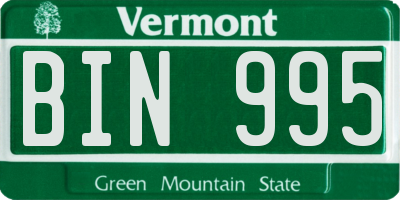 VT license plate BIN995
