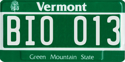 VT license plate BIO013