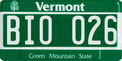 VT license plate BIO026