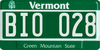 VT license plate BIO028