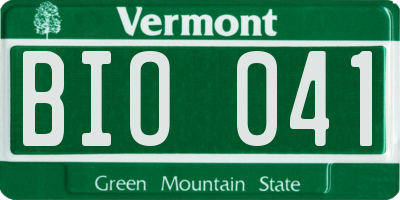 VT license plate BIO041