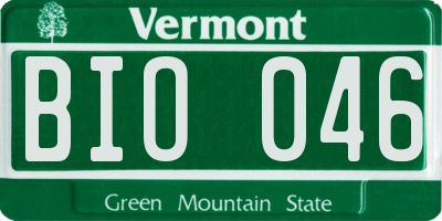 VT license plate BIO046
