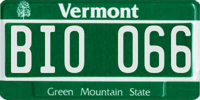 VT license plate BIO066