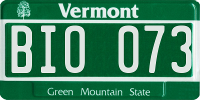 VT license plate BIO073