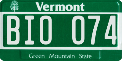 VT license plate BIO074