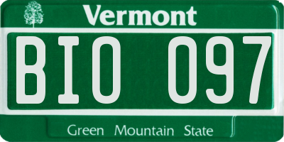 VT license plate BIO097