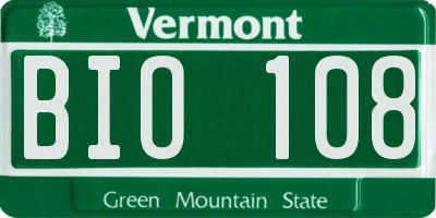 VT license plate BIO108