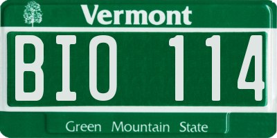 VT license plate BIO114