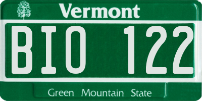 VT license plate BIO122