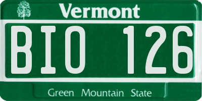 VT license plate BIO126