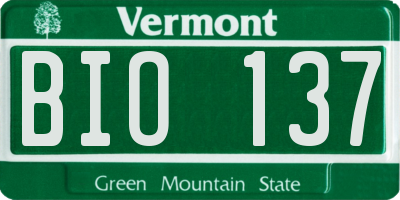 VT license plate BIO137