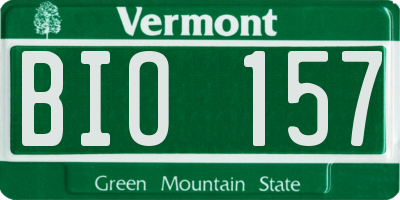 VT license plate BIO157
