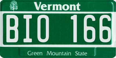 VT license plate BIO166