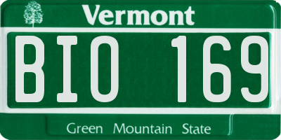 VT license plate BIO169
