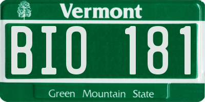 VT license plate BIO181