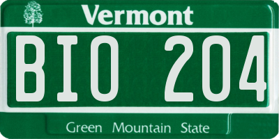 VT license plate BIO204
