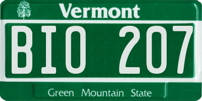 VT license plate BIO207