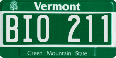VT license plate BIO211