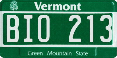 VT license plate BIO213