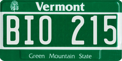 VT license plate BIO215