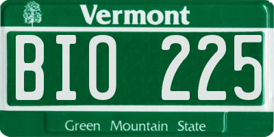 VT license plate BIO225