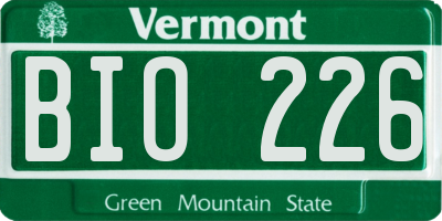VT license plate BIO226