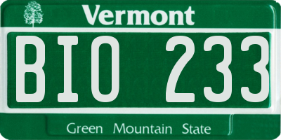 VT license plate BIO233