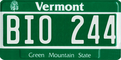 VT license plate BIO244