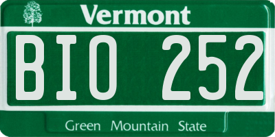 VT license plate BIO252