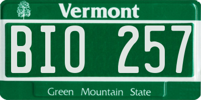 VT license plate BIO257