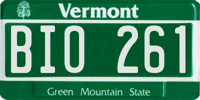 VT license plate BIO261