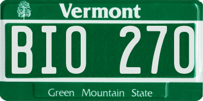 VT license plate BIO270