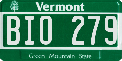 VT license plate BIO279