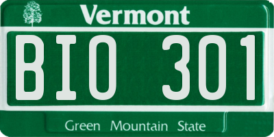 VT license plate BIO301
