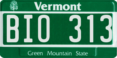 VT license plate BIO313