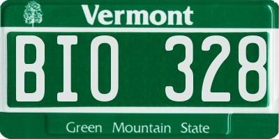 VT license plate BIO328