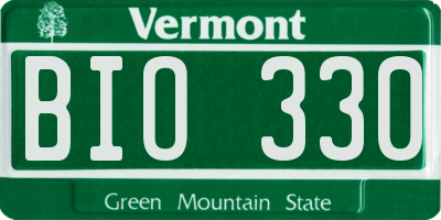 VT license plate BIO330