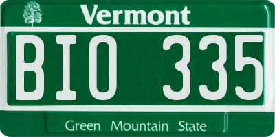 VT license plate BIO335