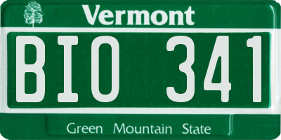 VT license plate BIO341