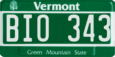 VT license plate BIO343