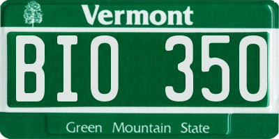 VT license plate BIO350
