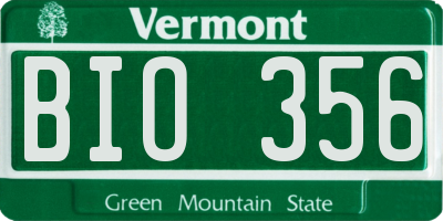 VT license plate BIO356