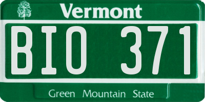 VT license plate BIO371