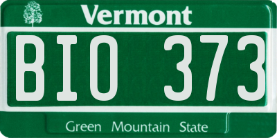 VT license plate BIO373